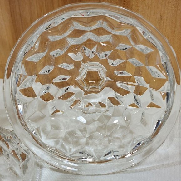 3) Vintage Fostoria American Clear Low Sherbet Coupe Glasses flared rim cubist - Picture 6 of 8